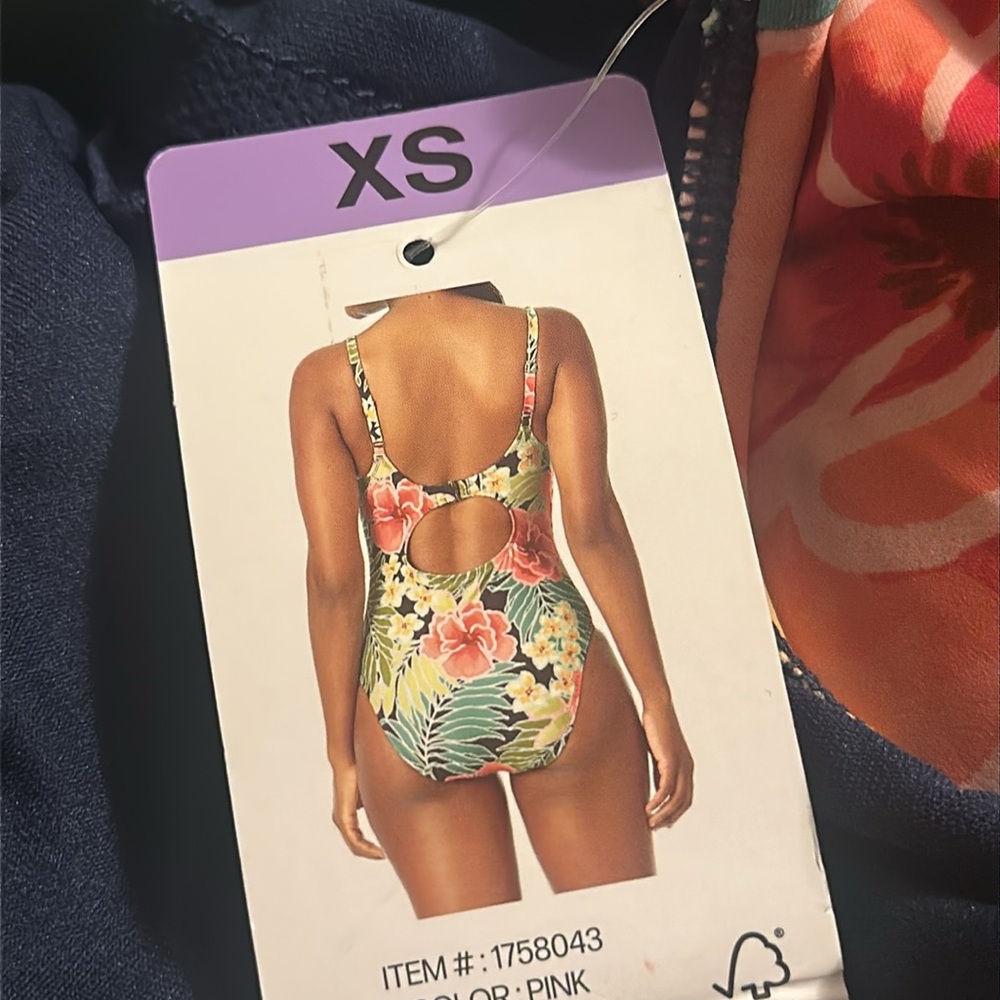 Hurley Womens Floral One Piece Bathing Swimsuit Size XL Tropical - Picture 6 of 6